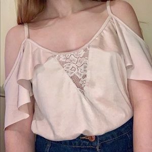 PINK SUEDE OFF THE SHOULDER TOP